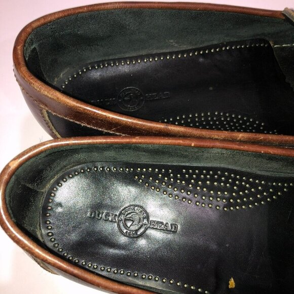 Duck Head Mens Size 9.5 M Black Brown All Leather Tassel Kiltie Loafers Shoes - Picture 8 of 11